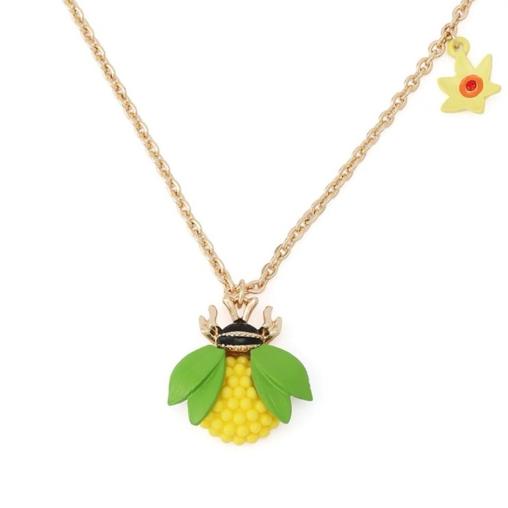 New BEE FLOWER SHORT PENDANT NECKLACE